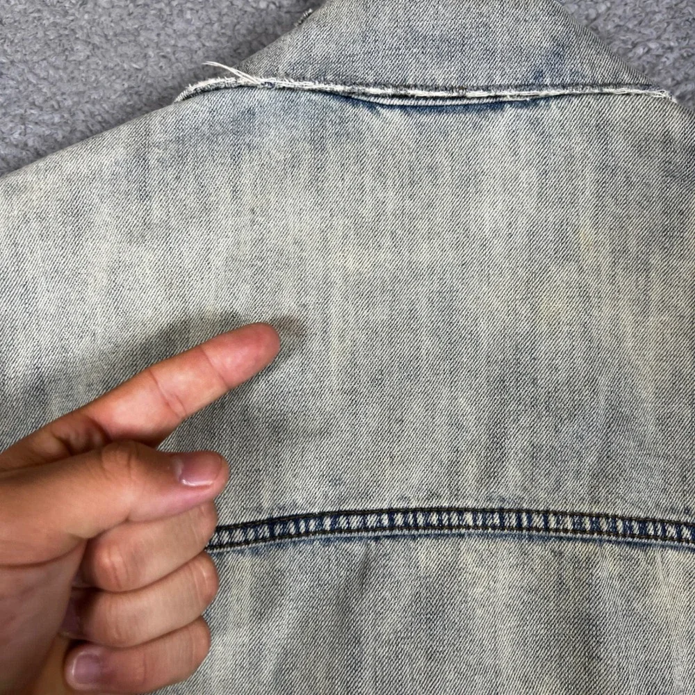 Free People Denim‎ Jacket Womens XS/S Good Distressed Acid Wash Trucker